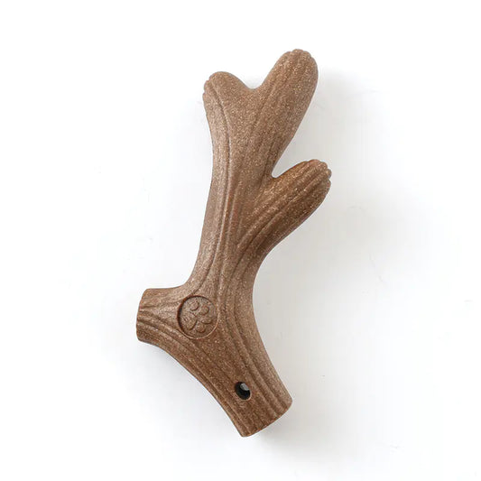 Durable Pine Wood Dog Chew Toy - Bone Shape Interactive